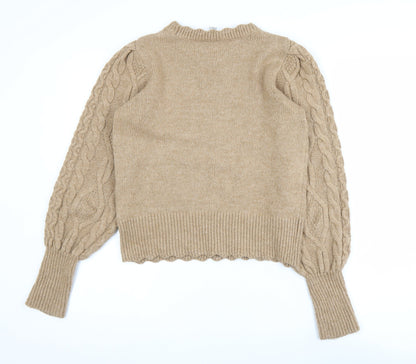 Womens UK Size 10 Friends Like These Beige Pullover Jumper