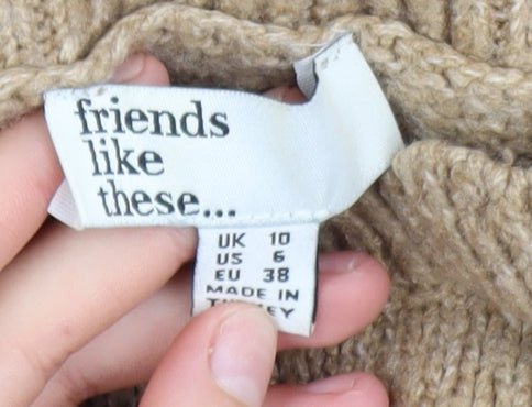 Womens UK Size 10 Friends Like These Beige Pullover Jumper