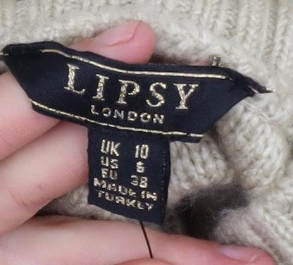 Womens UK Size 10 Lipsy Beige Pullover Jumper