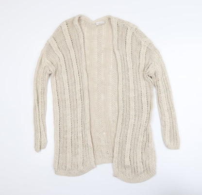 Garnet Hill Women's Beige Open-Knit Linen Cotton Cardigan Size S