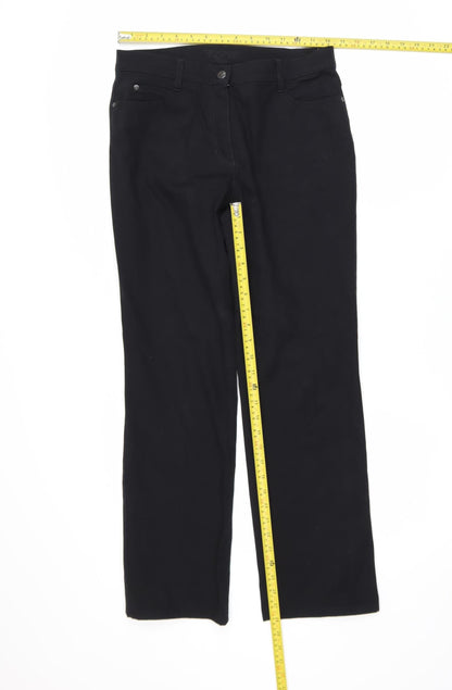 Gerry Weber Women’s Black Cotton Stretch Straight Trousers Size 10
