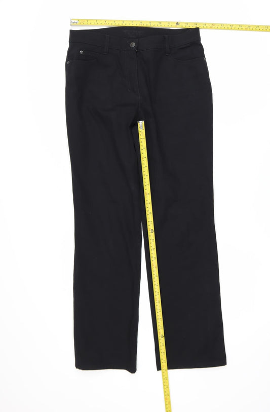 Gerry Weber Women’s Black Cotton Stretch Straight Trousers Size 10