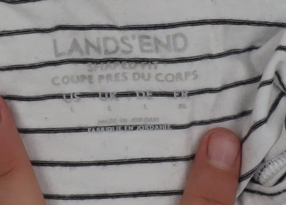 Womens UK Size L Lands' End White Basic T-Shirt