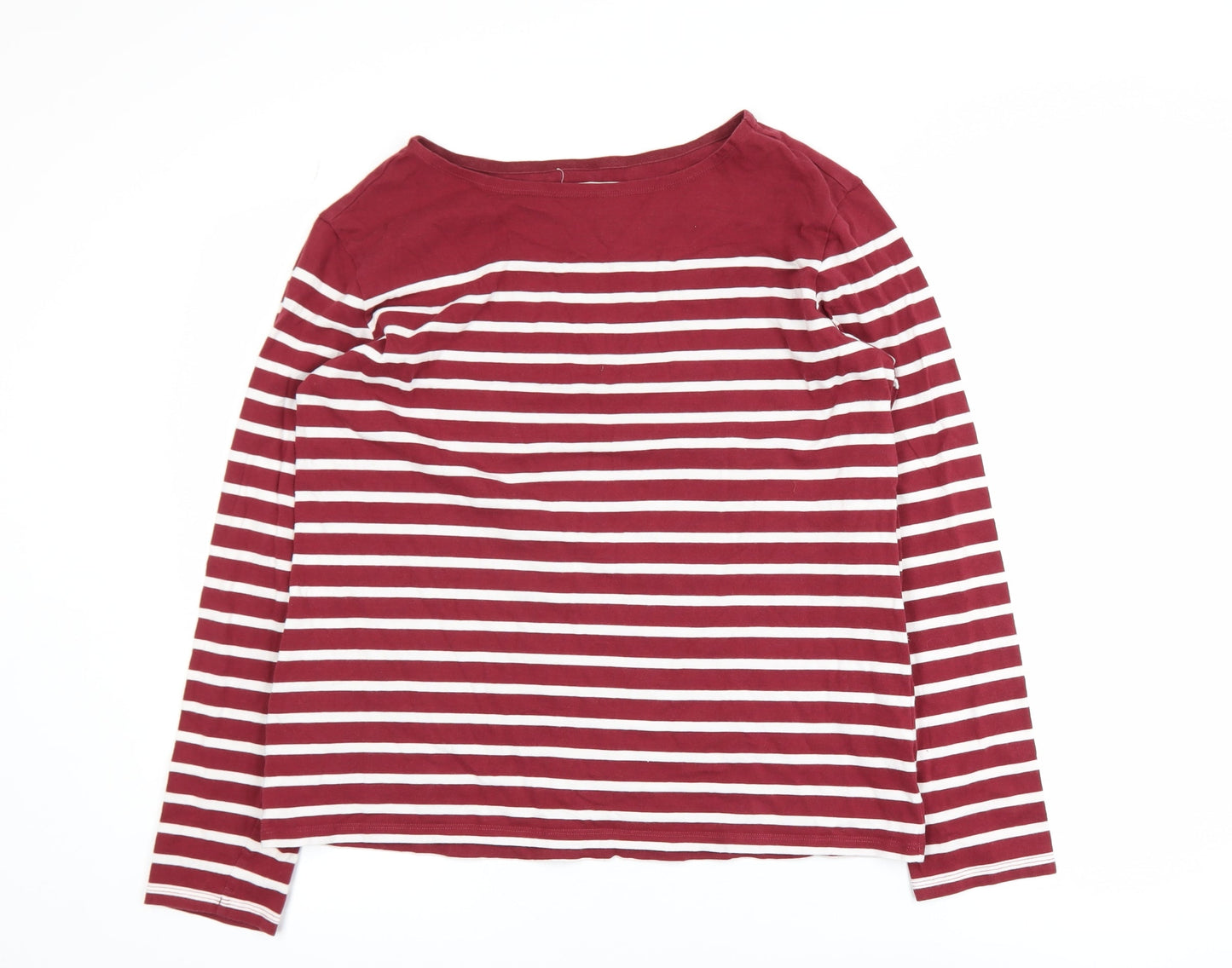 Seasalt Women Red Striped Organic Cotton Sailor T-Shirt UK 16