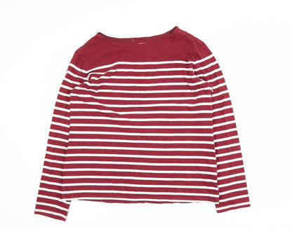 Seasalt Women Red Striped Organic Cotton Sailor T-Shirt UK 16