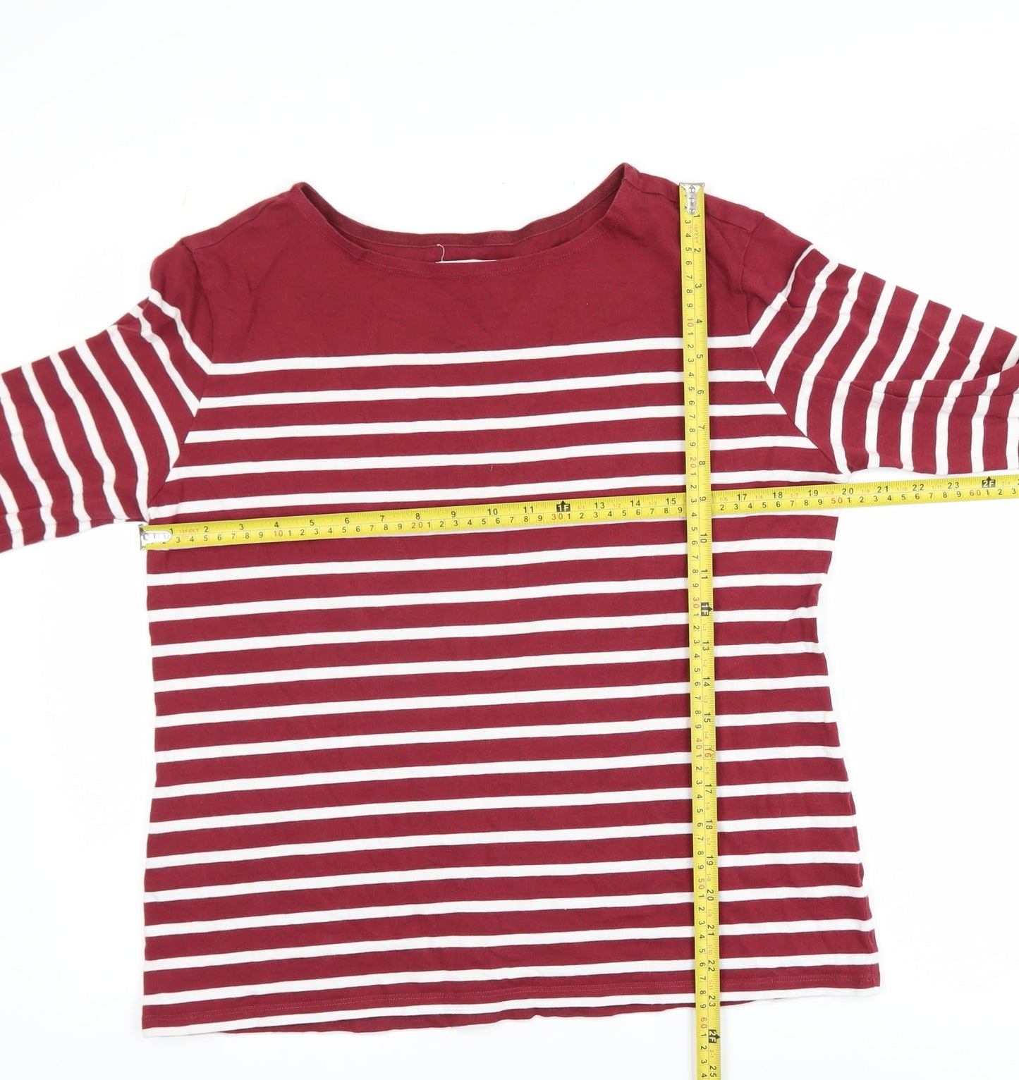 Seasalt Women Red Striped Organic Cotton Sailor T-Shirt UK 16