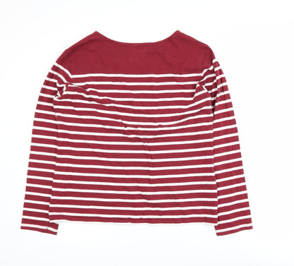 Seasalt Women Red Striped Organic Cotton Sailor T-Shirt UK 16