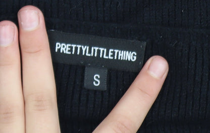 Womens UK Size S PRETTYLITTLETHING Black Camisole Tank