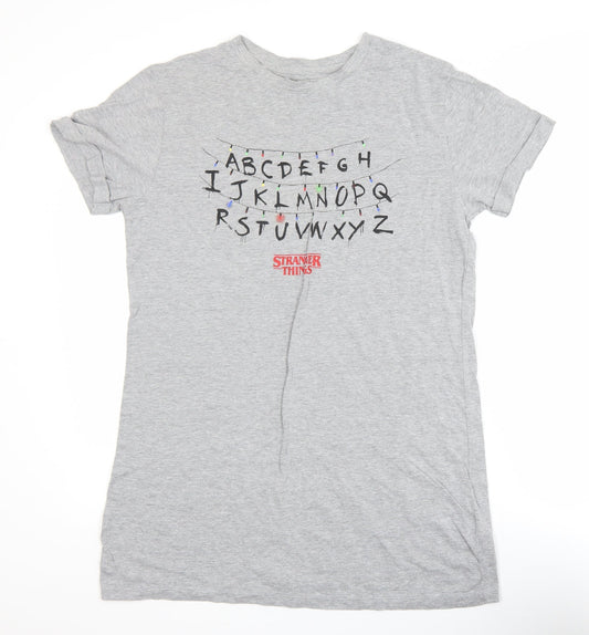 Womens UK Size XS Stranger Things Grey Basic T-Shirt
