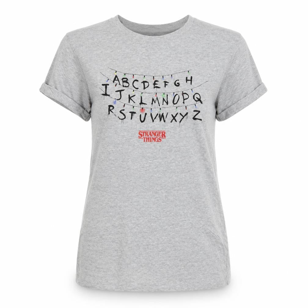 Womens UK Size XS Stranger Things Grey Basic T-Shirt