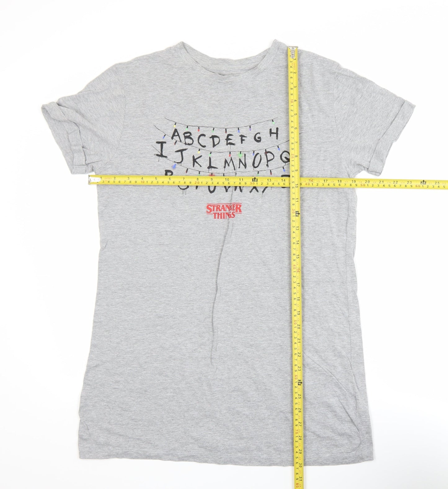 Womens UK Size XS Stranger Things Grey Basic T-Shirt