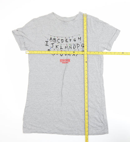 Womens UK Size XS Stranger Things Grey Basic T-Shirt