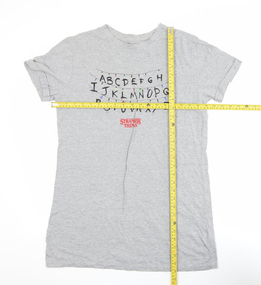 Womens UK Size XS Stranger Things Grey Basic T-Shirt