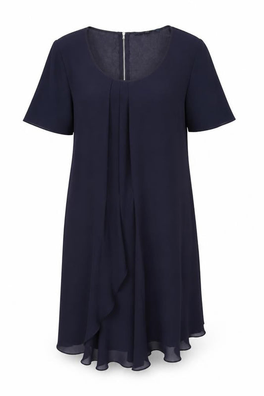Front view of French Connection Women's Blue, size 16, Shift Dress Short Sleeve