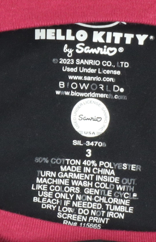 Womens UK Size S Sanrio Black Basic T-Shirt