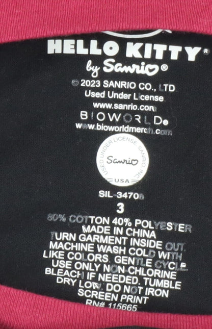 Womens UK Size S Sanrio Black Basic T-Shirt