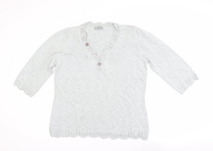Womens UK Size 16 Marks and Spencer Grey Henley Jumper
