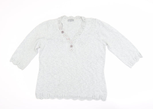Womens UK Size 16 Marks and Spencer Grey Henley Jumper