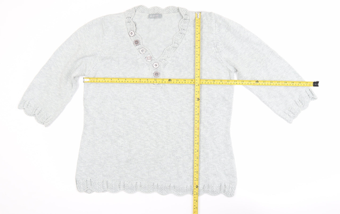 Womens UK Size 16 Marks and Spencer Grey Henley Jumper
