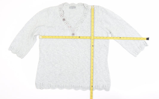 Womens UK Size 16 Marks and Spencer Grey Henley Jumper