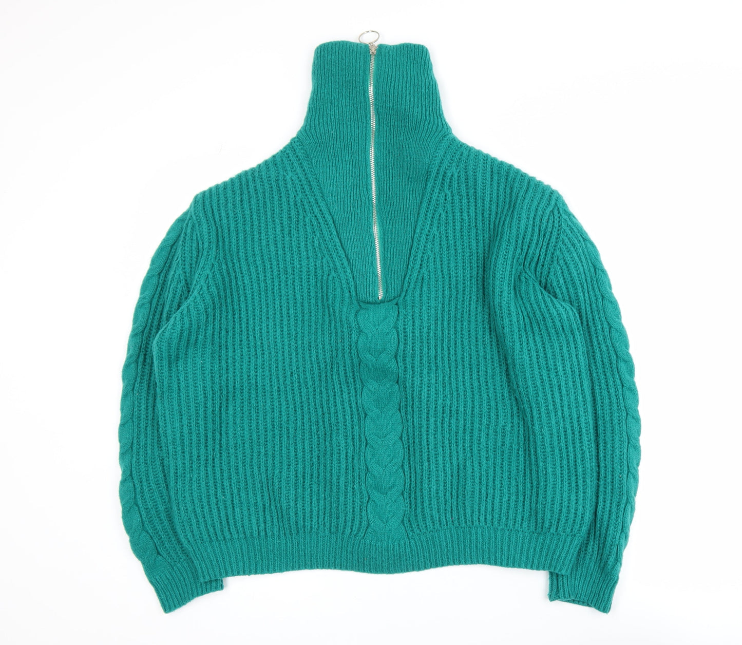 Womens UK Size M Feelhoo Green Full Zip Jumper