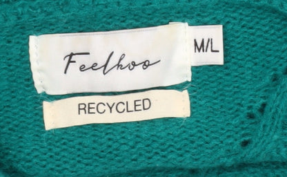 Womens UK Size M Feelhoo Green Full Zip Jumper