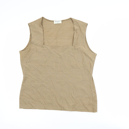 Womens UK Size 14 Kaliko Beige Basic Tank