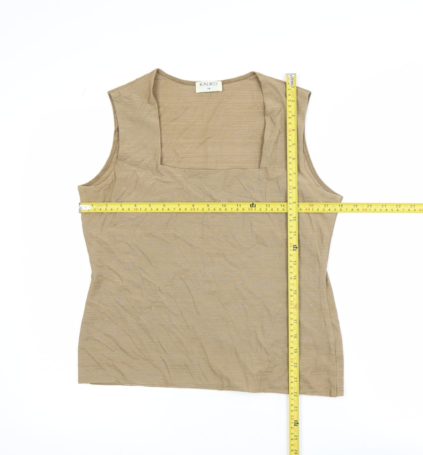 Womens UK Size 14 Kaliko Beige Basic Tank