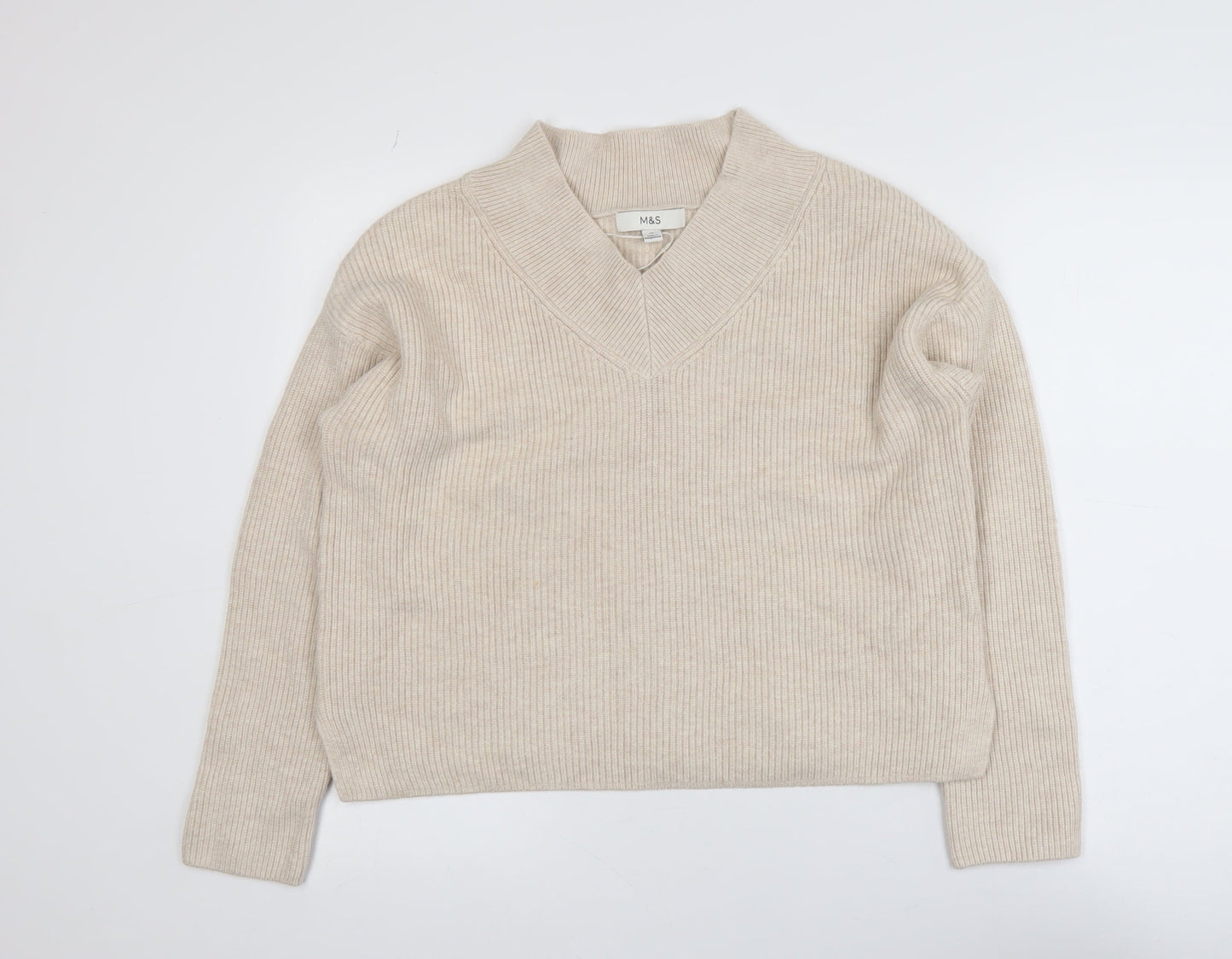 Womens UK Size M Marks and Spencer Beige Pullover Jumper