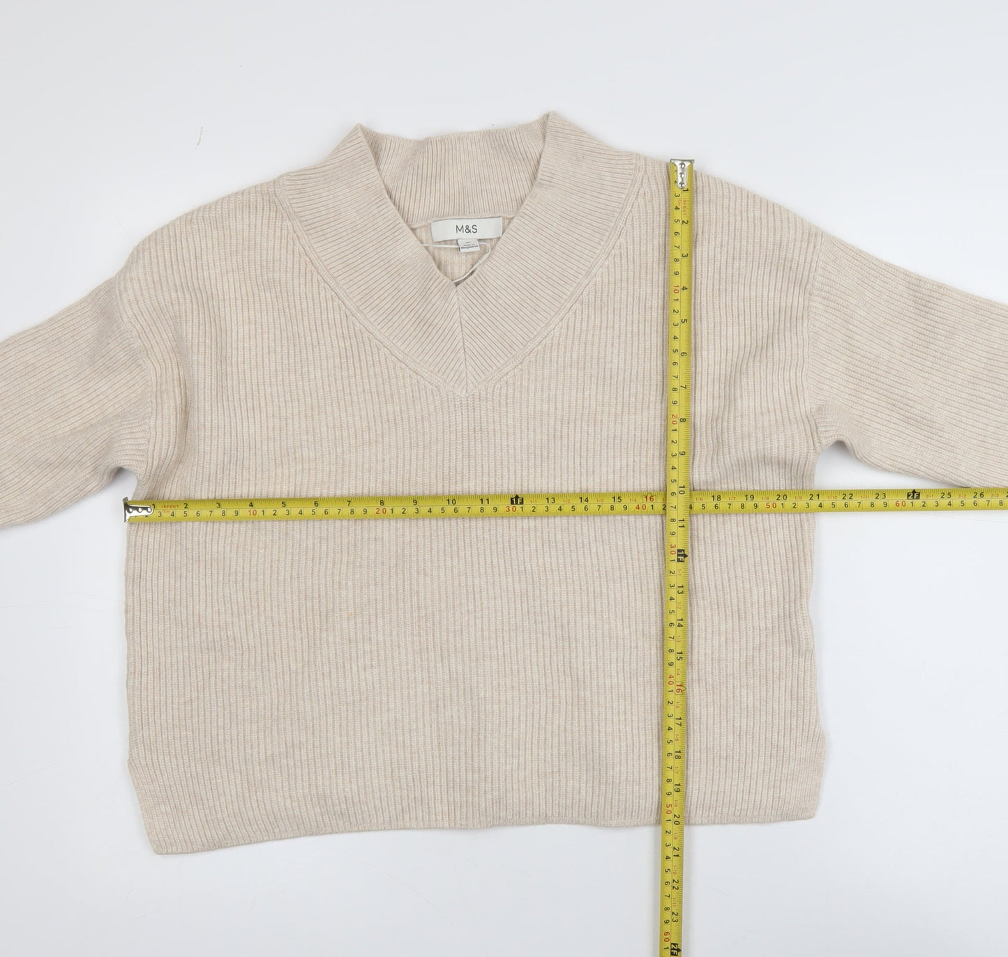 Womens UK Size M Marks and Spencer Beige Pullover Jumper
