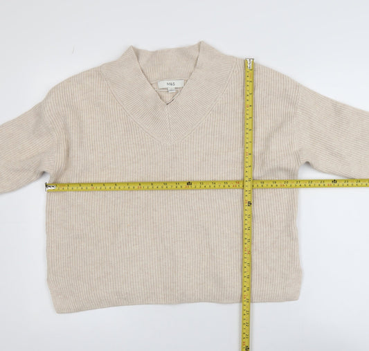 Womens UK Size M Marks and Spencer Beige Pullover Jumper