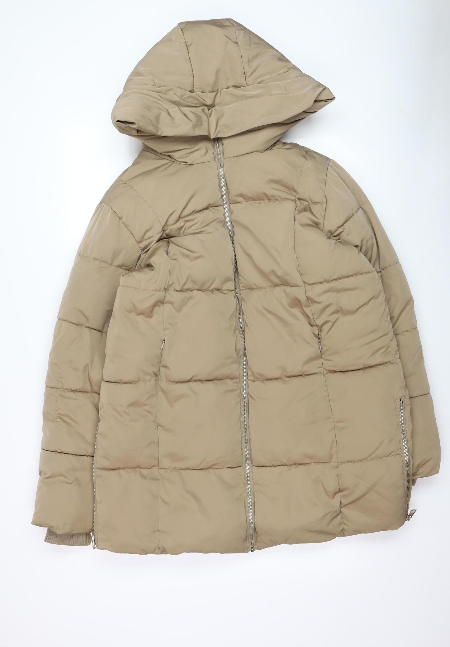 Womens UK Size M F&F Beige Puffer Jacket