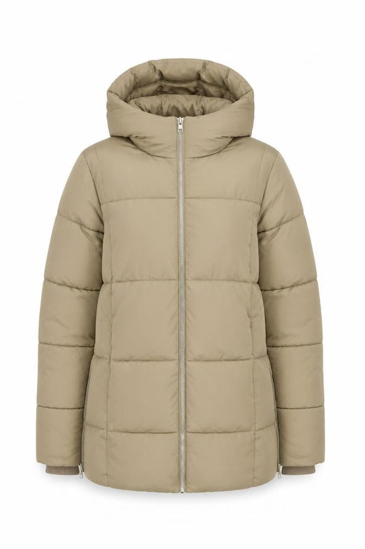 Womens UK Size M F&F Beige Puffer Jacket