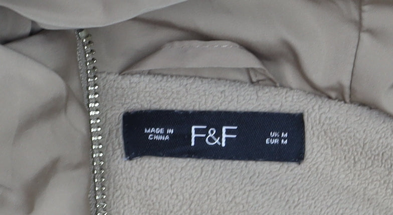 Womens UK Size M F&F Beige Puffer Jacket