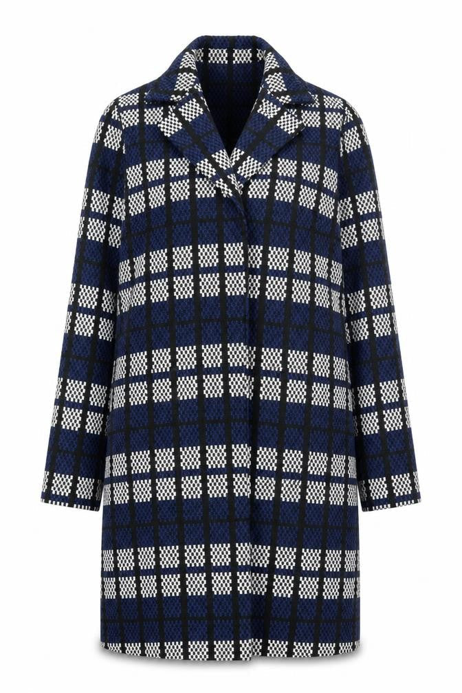 LOOK Magazine for SimplyBe Women's Blue Check Tweed Coat Size 14