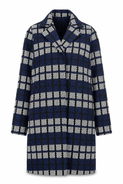LOOK Magazine for SimplyBe Women's Blue Check Tweed Coat Size 14