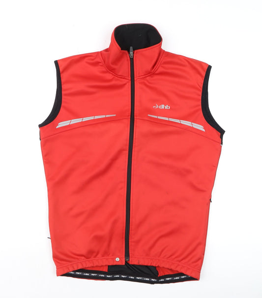 dhb Men's Red Softshell Cycling Bodywarmer Vest M Reflective Windproof