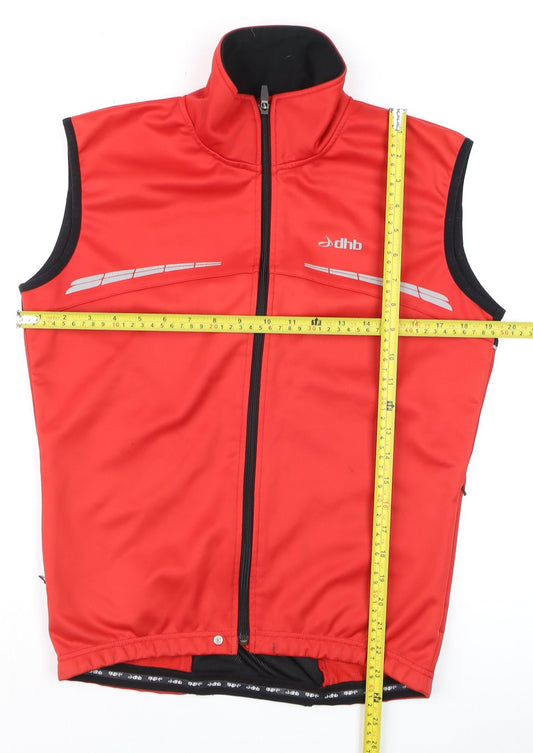 dhb Men's Red Softshell Cycling Bodywarmer Vest M Reflective Windproof