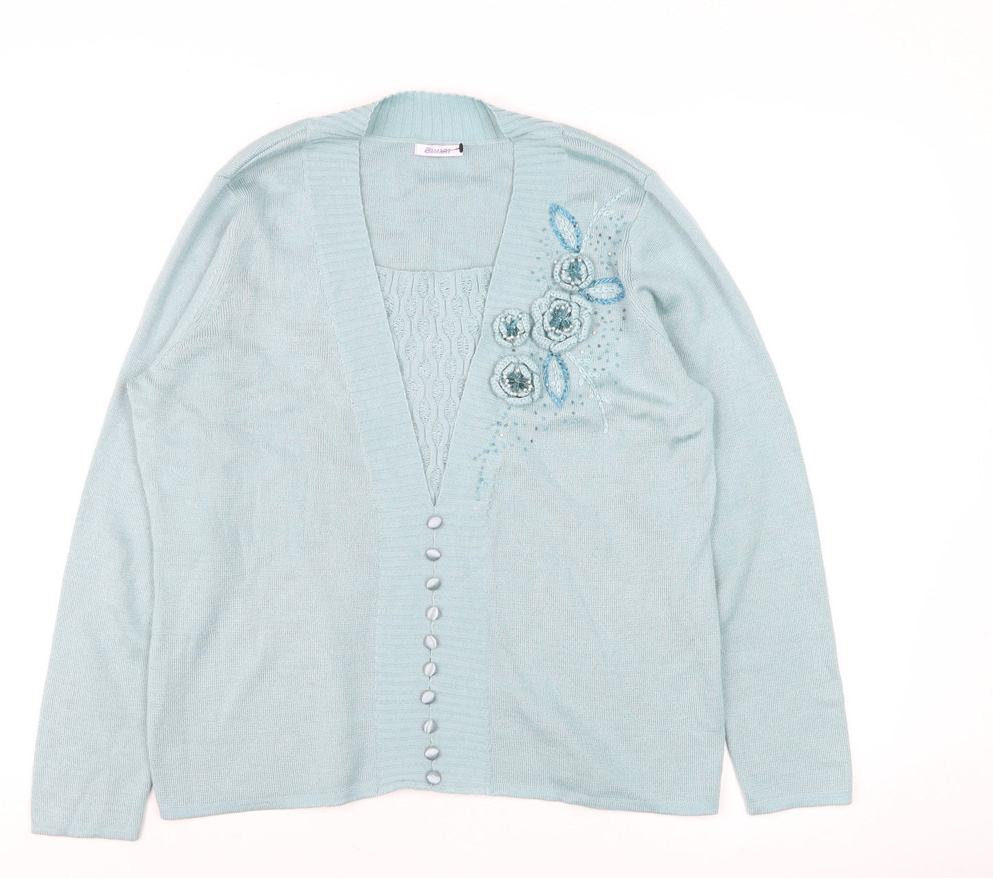 Womens UK Size 12 Baluart Blue Cardigan Jumper
