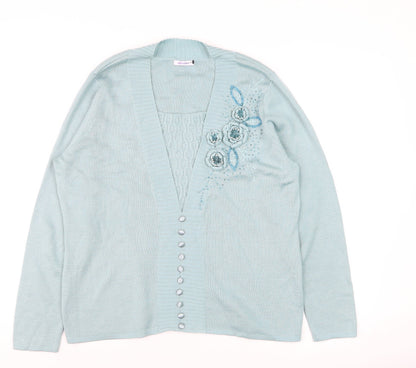 Womens UK Size 12 Baluart Blue Cardigan Jumper