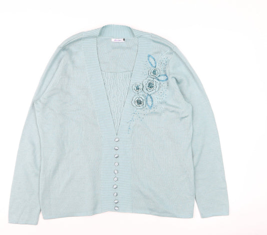 Womens UK Size 12 Baluart Blue Cardigan Jumper