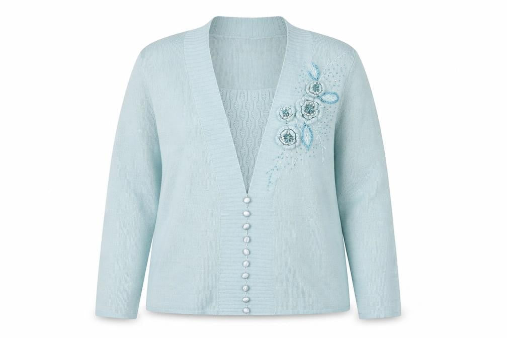 Womens UK Size 12 Baluart Blue Cardigan Jumper