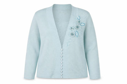 Womens UK Size 12 Baluart Blue Cardigan Jumper