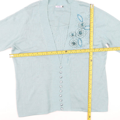 Womens UK Size 12 Baluart Blue Cardigan Jumper