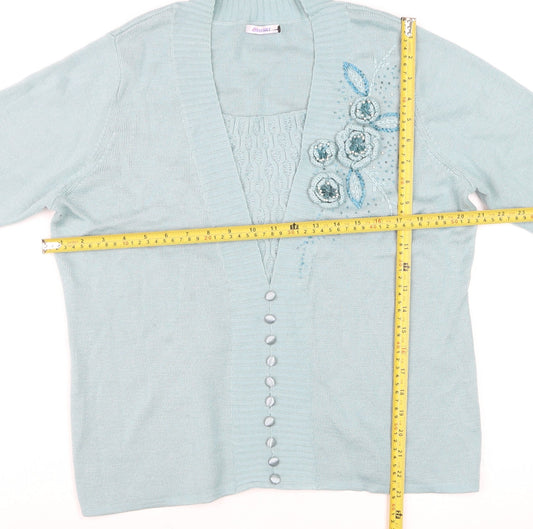 Womens UK Size 12 Baluart Blue Cardigan Jumper