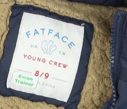 FatFace Boys Blue Hooded Puffer Jacket 8-9 Years Lined Winter Coat