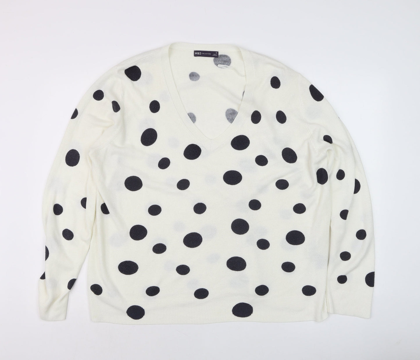 Womens UK Size 18 Marks and Spencer White Pullover Jumper