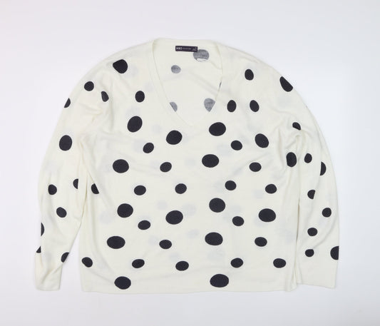 Womens UK Size 18 Marks and Spencer White Pullover Jumper