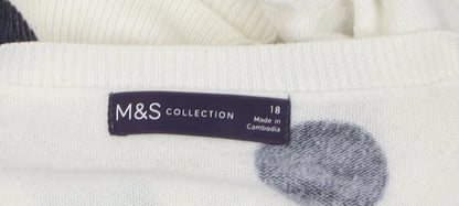 Womens UK Size 18 Marks and Spencer White Pullover Jumper