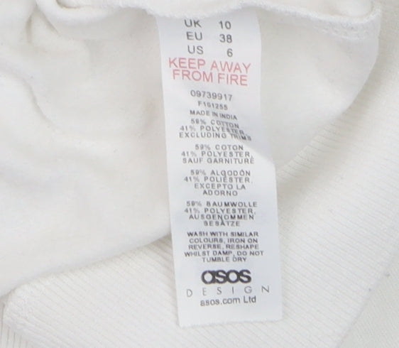 Womens UK Size 10 ASOS Design White Pullover Sweatshirt